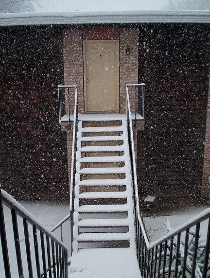 Careful, those steps are slick!!