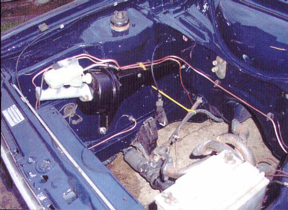 another angle showing painted servo and master cylinder unit, plus all new brake pipes