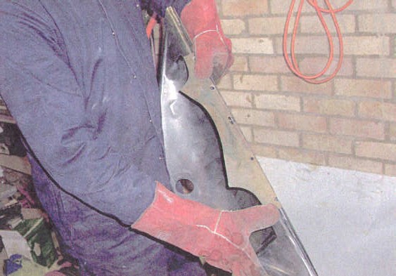 Heater cowl prior to weld through primer being applied and welded to Plenum anel