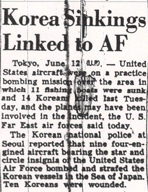 Washington Post article on the June 8th bombing.  Reported by the United Press from Tokyo on June 12th.