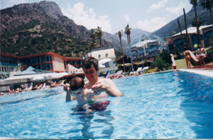 in the pool with Guy at Lykia world in Oludeniz