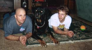 My brothers Dwayne and Darrell and family dog Harley