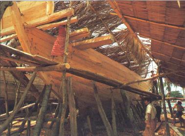 Carpenters building boat