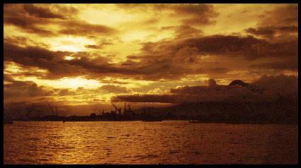 Lembeh straith with the Mount. Klabat on the horizon