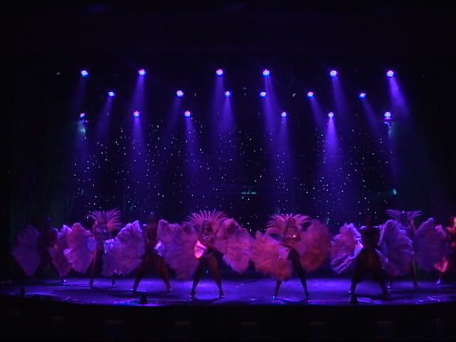Fans in a line with U.V. lighting