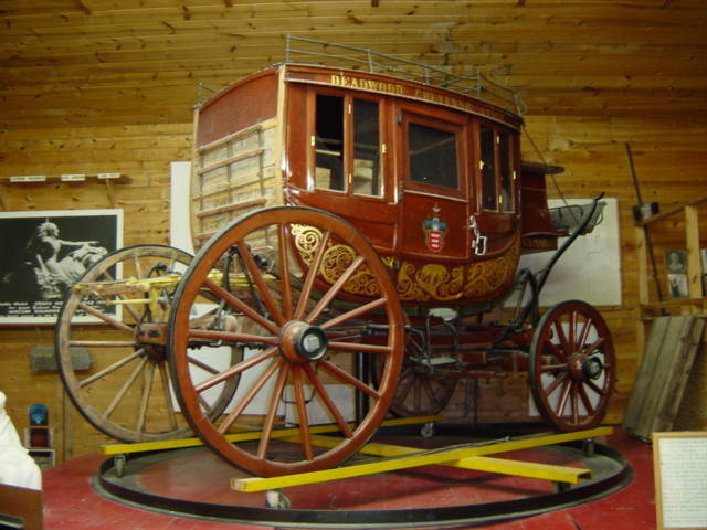 An old stage coach in a museum in Deadwood, SD
