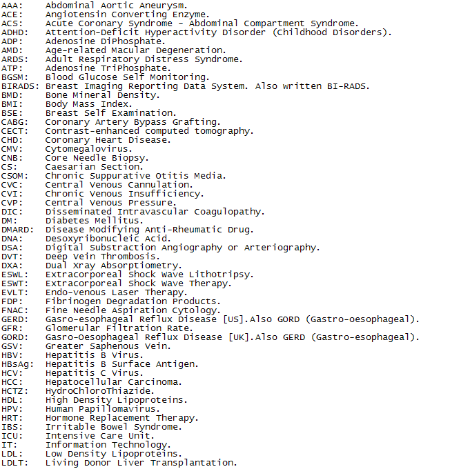 Handy Abbreviations 1
