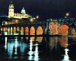 Puente Romano y Catedral de Noche.