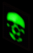 What you see is what you get. An abstracted green skull.