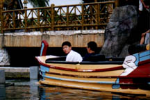poor jonathan left astray on a little boat... with someone right behind his...