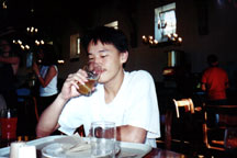 robert drinking his mojo~ it's a type of drink where you randomly mix four other types of drinks~ healthy oh~
