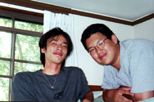 me and howie in my room, haha two level bunk!!