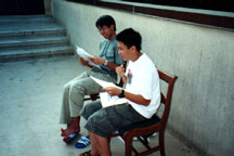 jon and martin studying on the balcony~ they are... sorta gay~