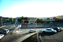 a view of hillsdale shopping mall from the train station~