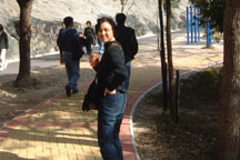 mom smirking, walking around the peak~