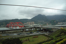 hehe powerline blocking view~ the famous red bridge!