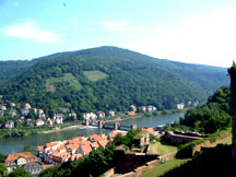 looking down the Rhine River from the Castle, orange roof tops and white walls, looks nice...