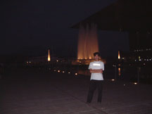 by the port of Luzern, a huge water fountain that gives live to the night scene around the lake~