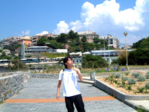 some faggot, beautiful city along seashore hills