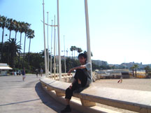 arriving at Cannes, behind me is a nude beach hahaha