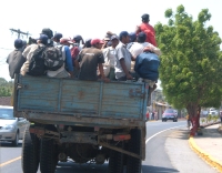 many different forms of travel . . . all of them crowded