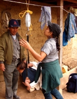 health educator Dolores doing house-to-house growth monitoring in Cotzancanalaj