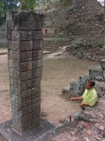 lots of mysterious Mayan glyphs at Honduras's only Mayan ruins