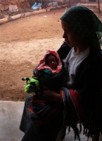 a young mother with her small daughter,