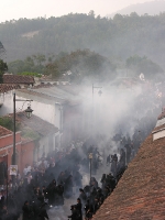 lots of incense where the casket has passed by