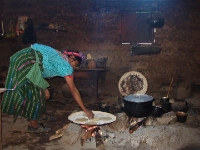 making tortillas on the fire in a typical home