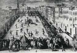 Imagem retratando um jogo de bola na Idade M�dia