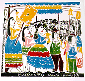 Maracatu Woodcut.  Copyright Sheila Thomson.  All rights reserved.