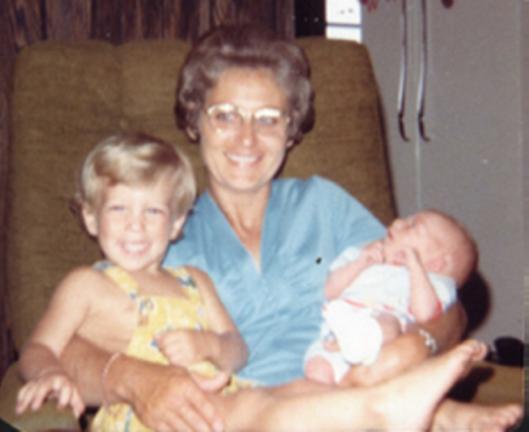 Granny, big brother Adam & Andrew (just a few days old)