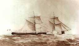 El Hu�scar en 1866 con el velamen desplegado