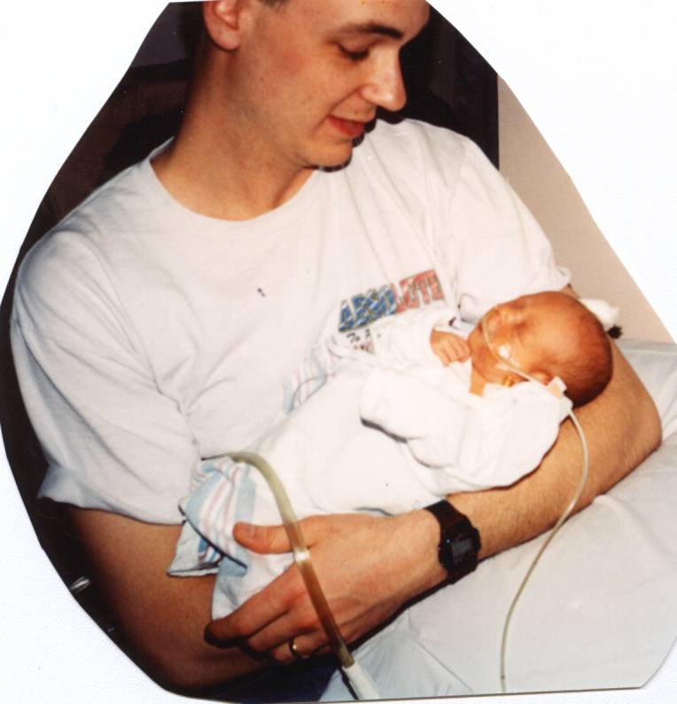 Off the vent, with dad March 1998