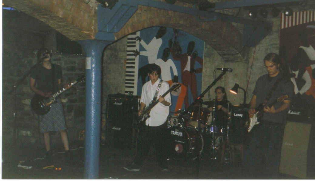 Monsters4gods in action, like to give a big hand to our backing band, a local jazz trio who you can see just behind Glyn, to be honest they were wasted on us