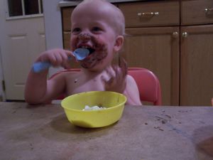 Pic, Austin eating chocolate ice cream