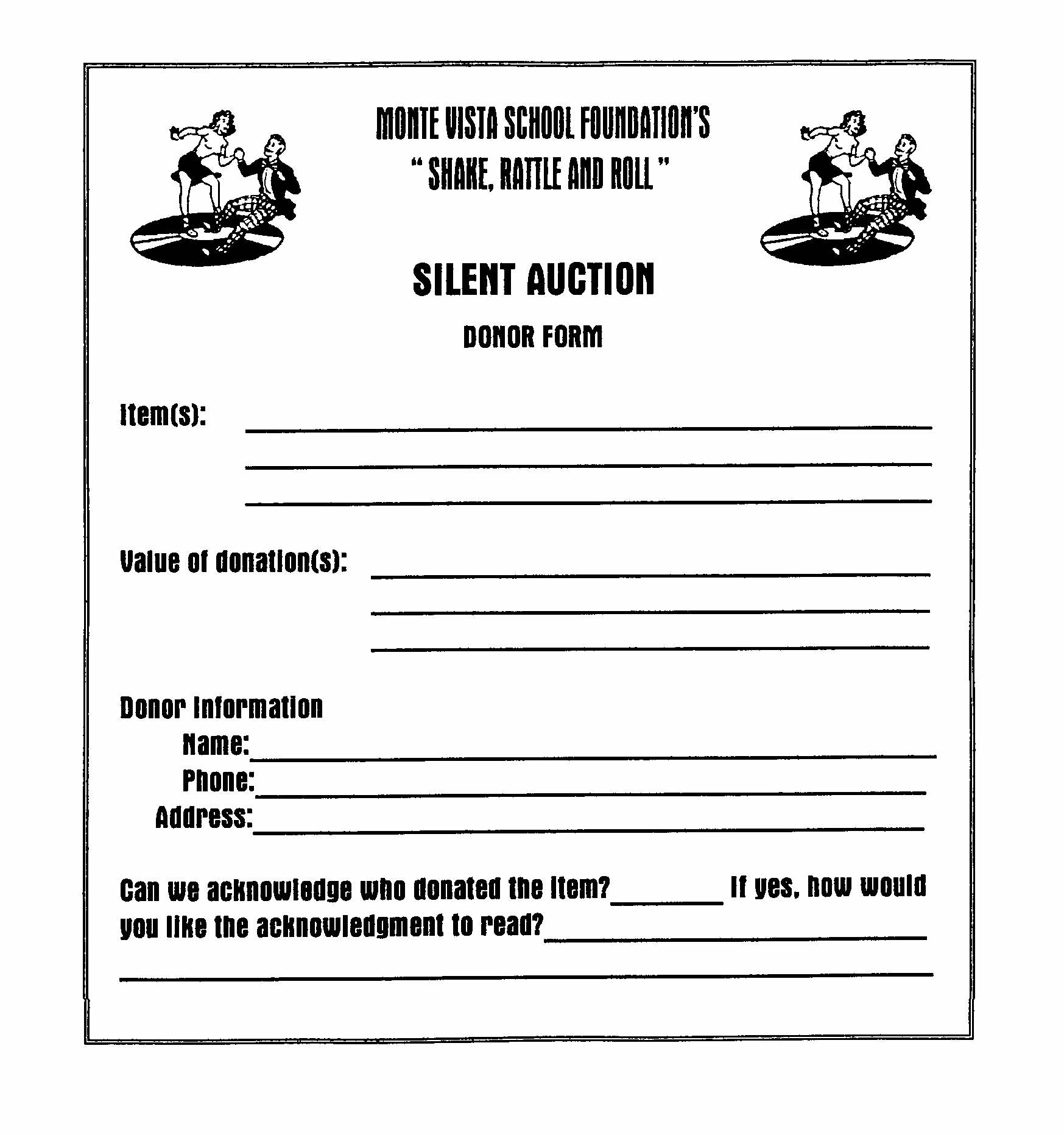 donor form for silent auction