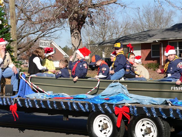 Pack 80 Fishing their way down the Main Street