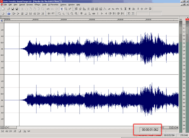 Cursor at the beginning of the song