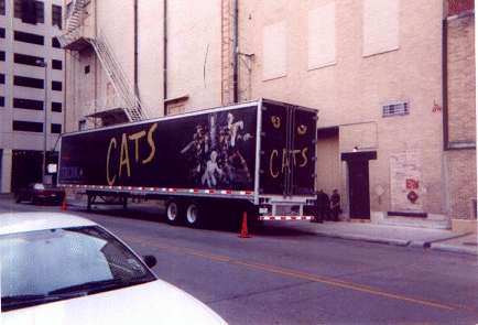 One of the trucks used to haul the set and such around.