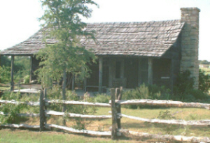 Cabin w/fence and chimney