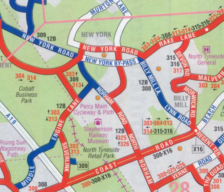 bus map - North Tyneside