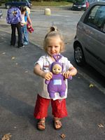 Tinky Winky went to school on the first day, too.