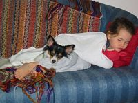 Alex LOVES it when we dogsit Isabella.