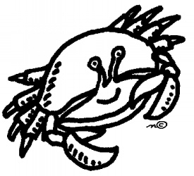 black and white graphic of a crab