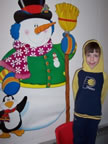 Child near snowman