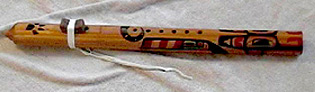 Cedar Flute with painted wolf design