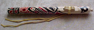 Yellow Cedar flute with painted southeast Alaska Native American style whale design