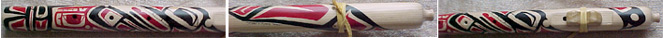 Close up image of whale design on yellow cedar flute